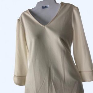 Ann Taylor Cream Cuffed Sleeve Fitted Blouse XS